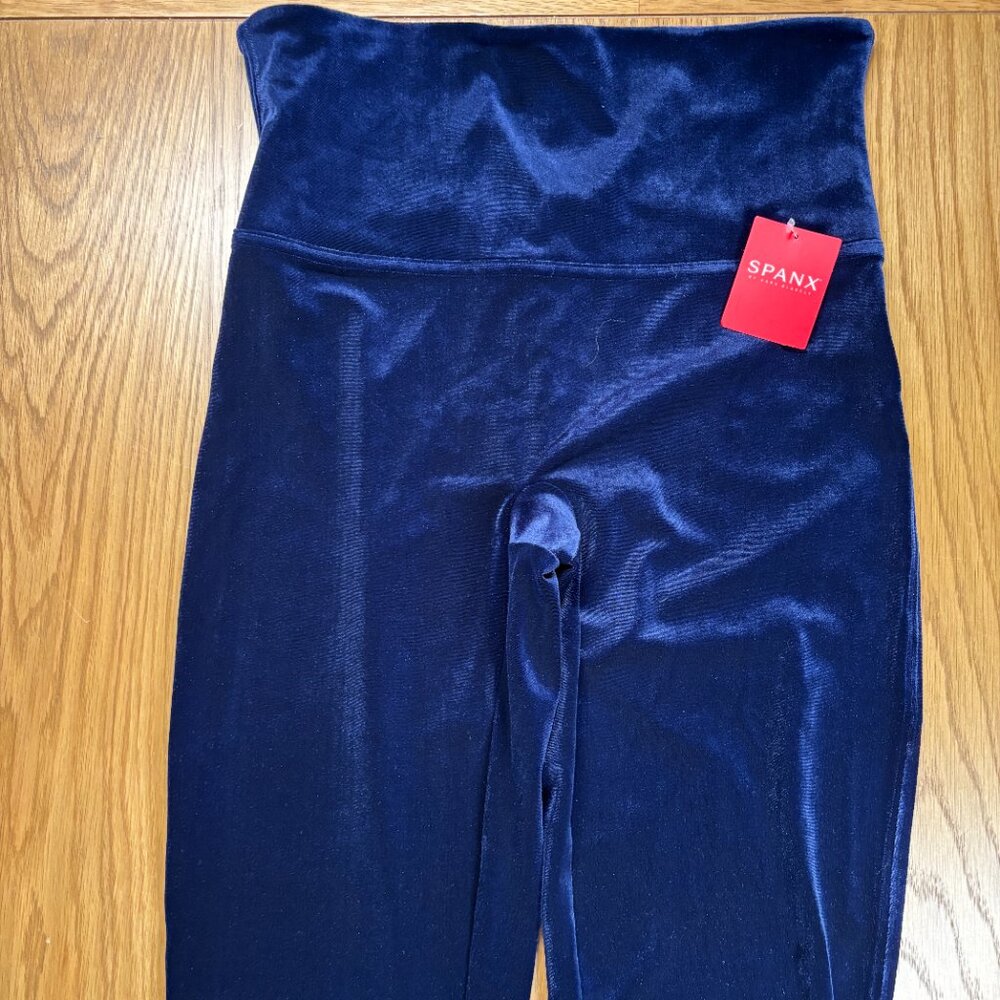 Spanx Velvet Leggings‎ Navy Blue High Rise Shaping Soft Stretch – Size L - Picture 4 of 8